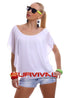 Scooped Neck Blouse Batwing Top